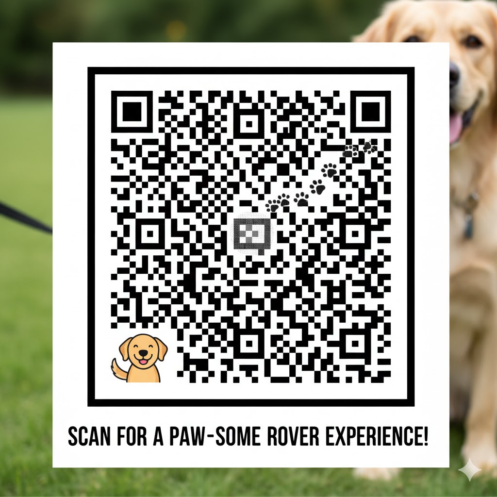 QR code link to Elizabeth Taylor's Rover.com profile.